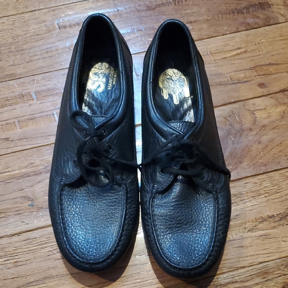 SAS Amigo Pebbled Black Leather Men's Shoes